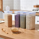 Recipientes para armazenamento de alimentos com tampas, empilháveis, para guardar guloseimas, organizar a despensa da cozinha e servir como dispensador de arroz.