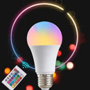 Lâmpada LED RGB multicolorida com 16 cores, soquete E27, 220V, para iluminação residencial, dimerizável, com controle remoto de 24 teclas, luz ambiente inteligente.