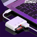 Leitor de cartões multifuncional 3 em 1 USB/Tipo C com OTG, compatível com cartões SD e TF, leitor de cartões de memória USB para MacBook, laptop e Samsung.