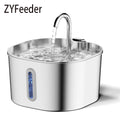 Fonte de água automática ZYFeeder 2.2L para gatos, quadrada, em aço inoxidável, com visor (sem plugue 5V 1A)