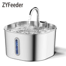 Fonte de água automática ZYFeeder 2.2L para gatos, quadrada, em aço inoxidável, com visor (sem plugue 5V 1A)