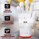 Luvas de trabalho de segurança com aderência e proteção, luvas de trabalho masculinas e femininas para churrasco, algodão grosso branco, pacote com 12 pares